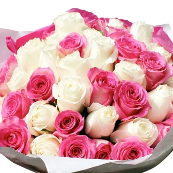 Букет из 45 розовых и белых роз
